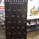 Retractable Step and Repeat Signage can be cleaned and is resistant to the elements.
